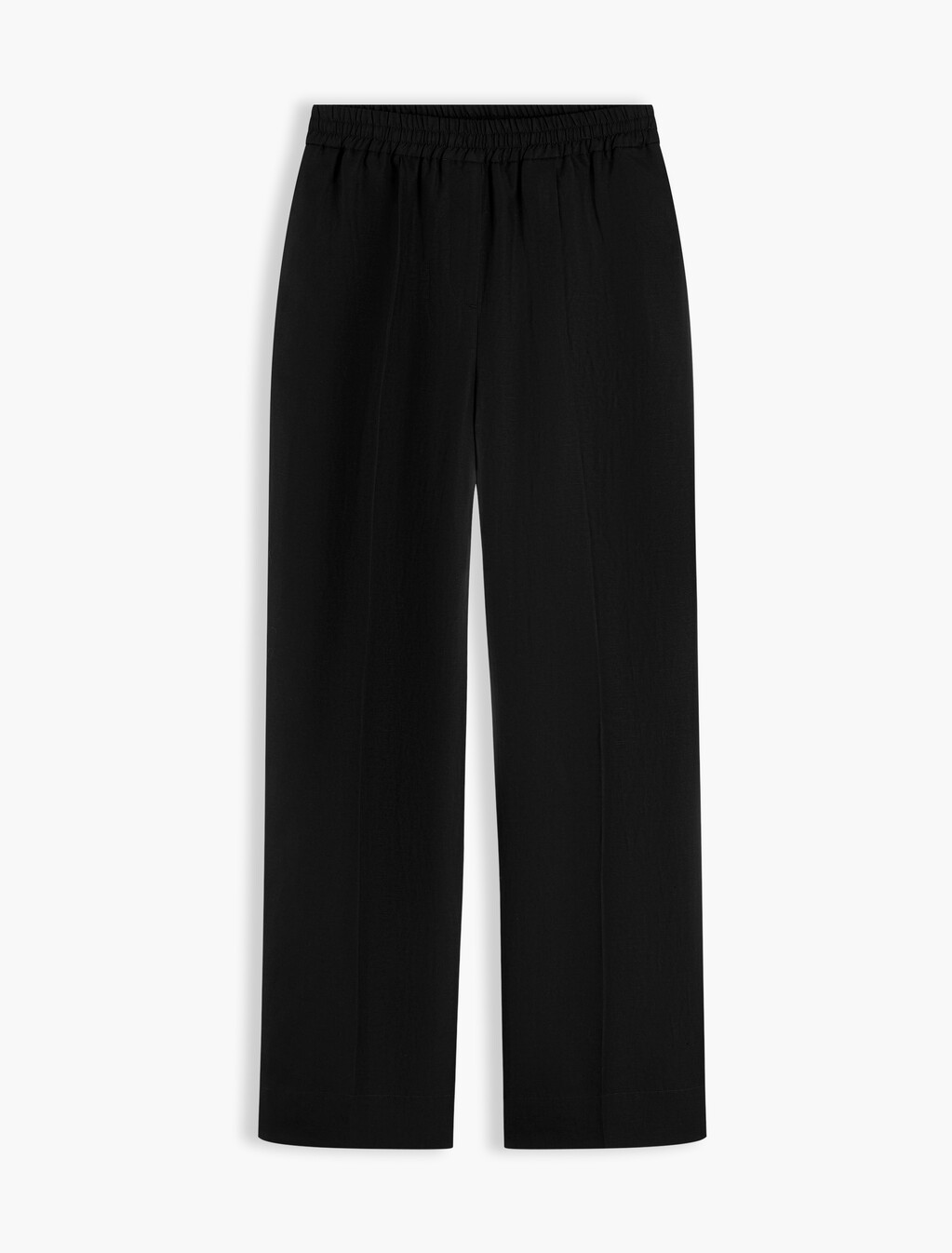 Loose Straight Trousers With Linen, Black, hi-res