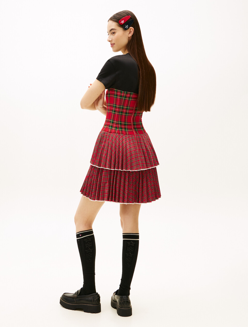 Tommy Girl Tartan Bustier Dress, Ornamental Red, hi-res