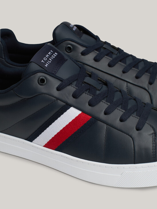 Leather Signature Tape Court Trainers