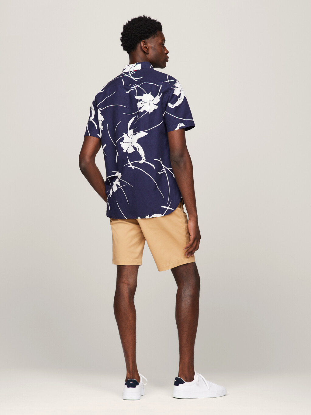 Tropical Print Short Sleeve Poplin Shirt, Desert Sky / Optic White, hi-res
