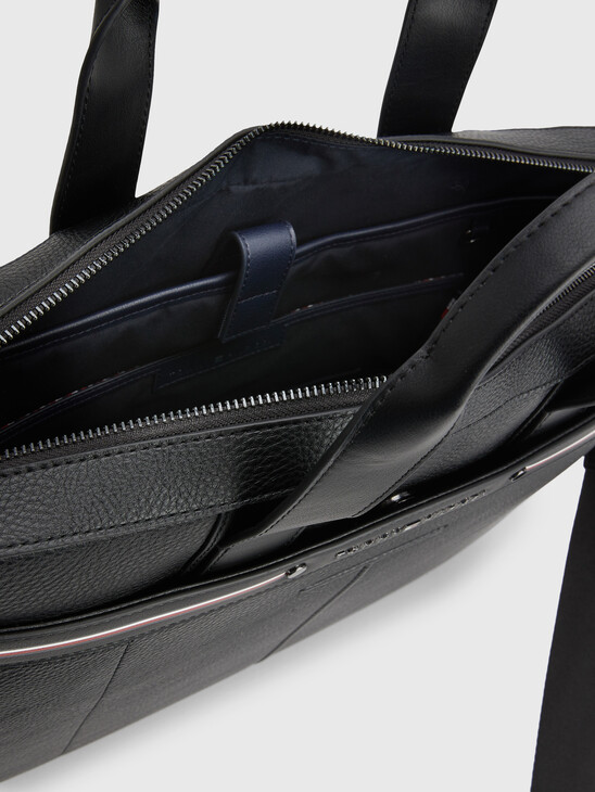 PEBBLE GRAIN SLIM LAPTOP BAG