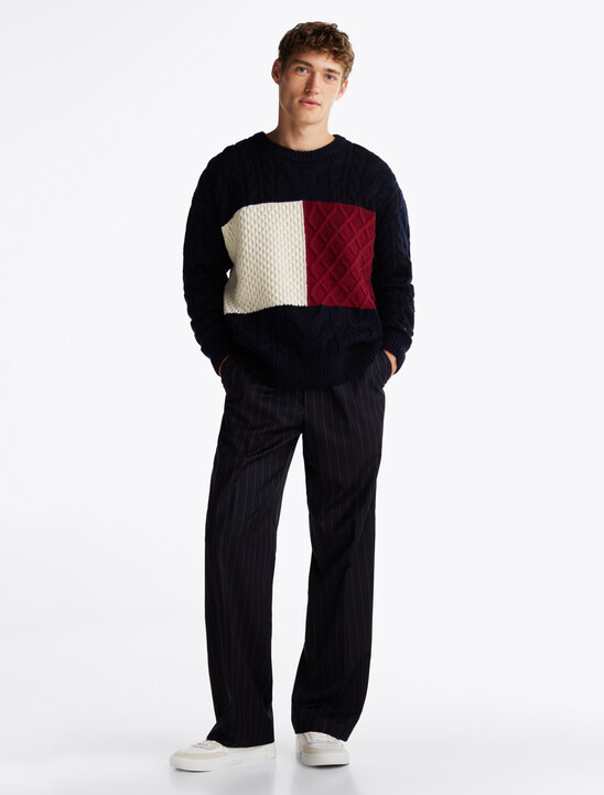 Wool Rich Cable Knit V-Neck Jumper