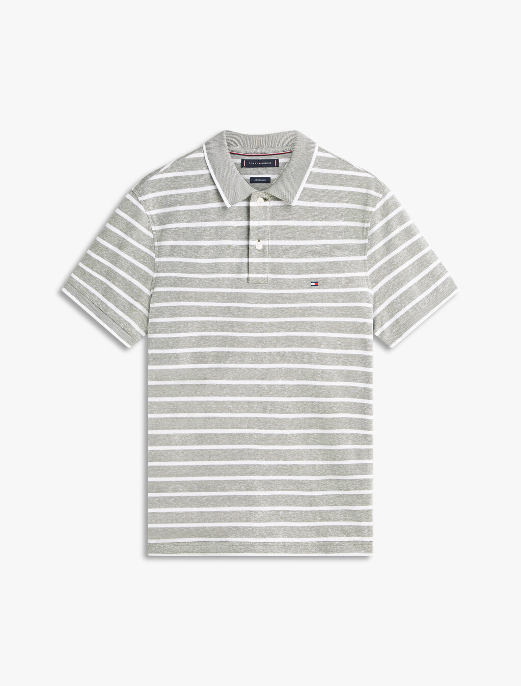 Regular Fit Pique Polo Shirt With Linen, Dark Artichoke / White, hi-res