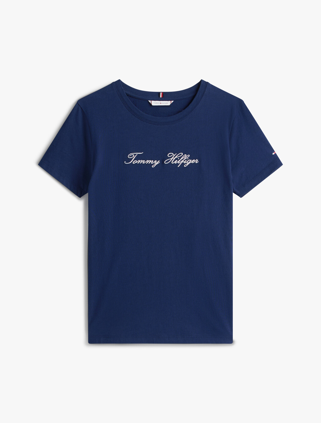 Lurex Script Logo T-Shirt, Dark Night Navy, hi-res