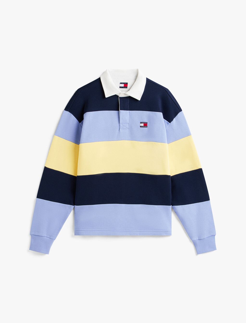 Tommy Badge Stripe Relaxed Rugby Shirt, D N Navy/Nordic Iris/Citronella, hi-res