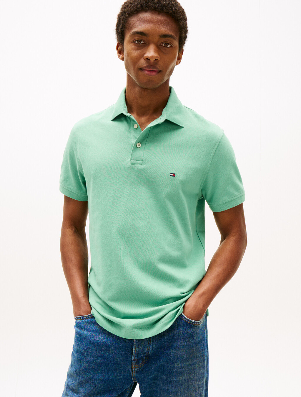 Slim Fit Stretch Polo, Frosted Evergreen, hi-res