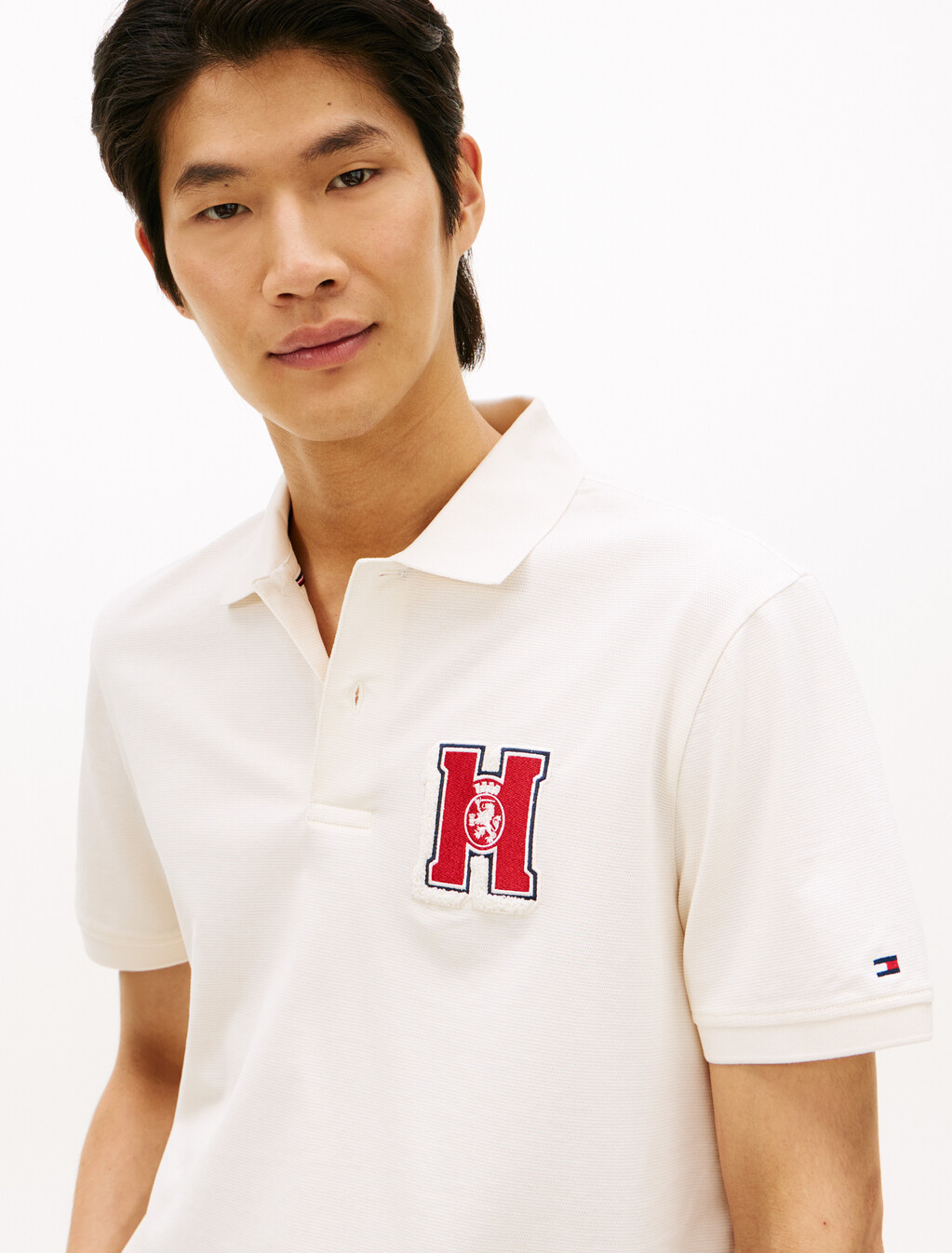 Regular Fit Appliqué Honeycomb Polo Shirt, Ivory Petal, hi-res