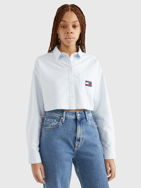 SUPER CROPPED STRIPE SHIRT