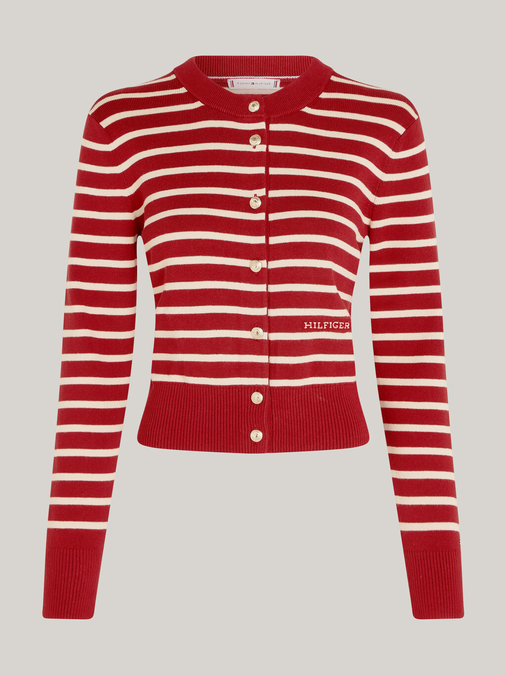 Stripe Slim Cardigan, Breton Stp Dark Magma/ C Ivory, hi-res