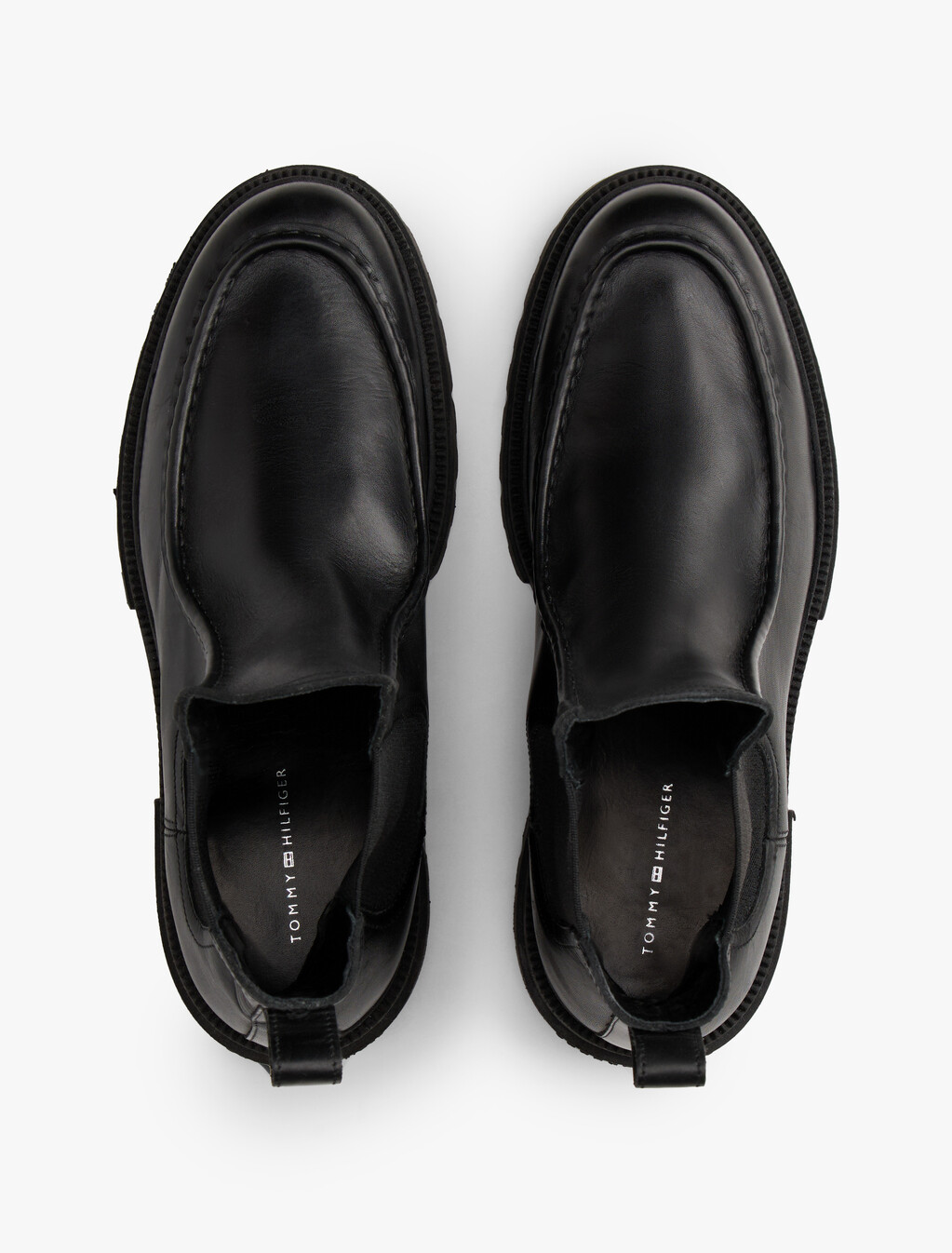 Leather Chunky Cleat Chelsea Boots, Black, hi-res