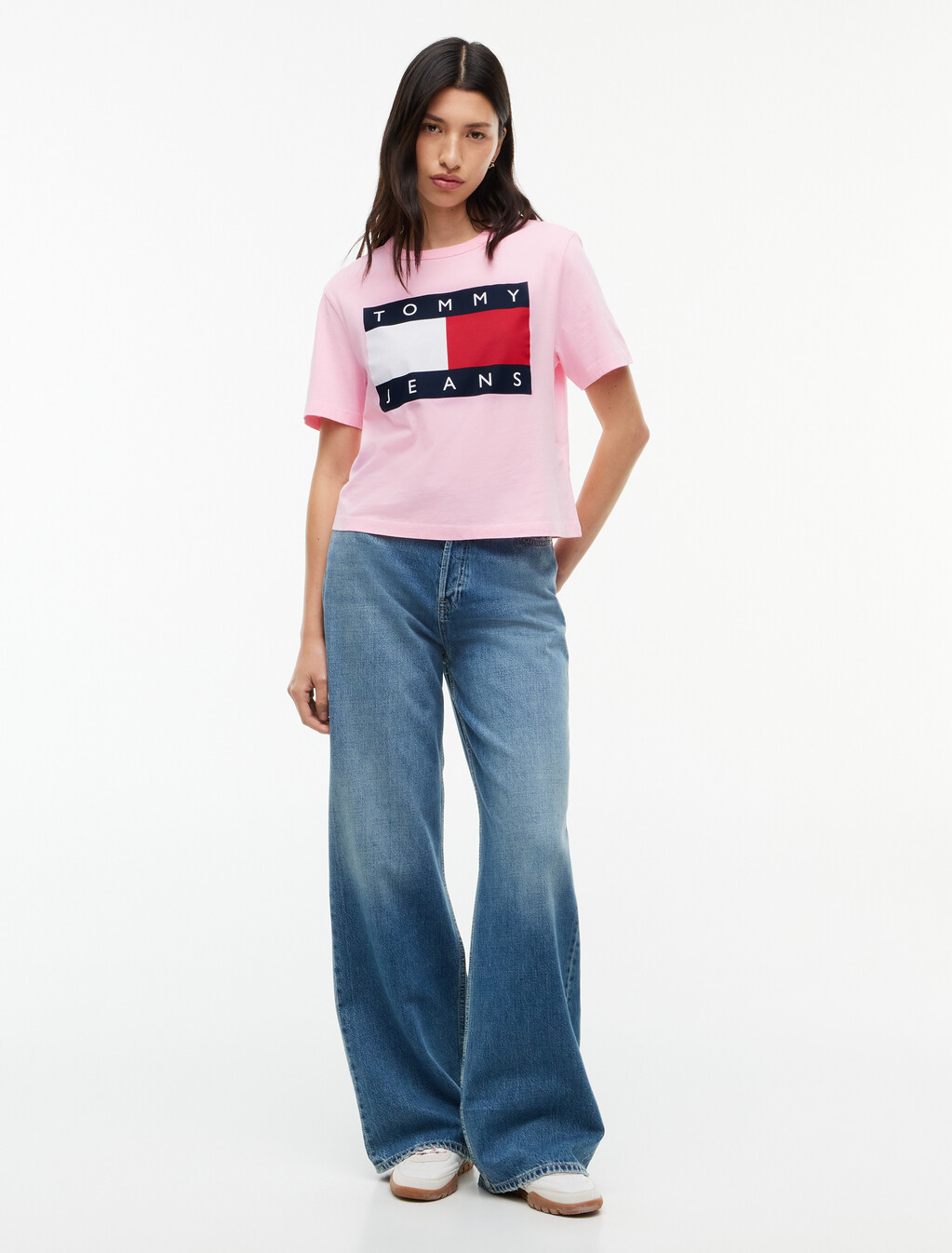 Flag Badge Boxy Jersey T-Shirt, Pink Sugar, hi-res