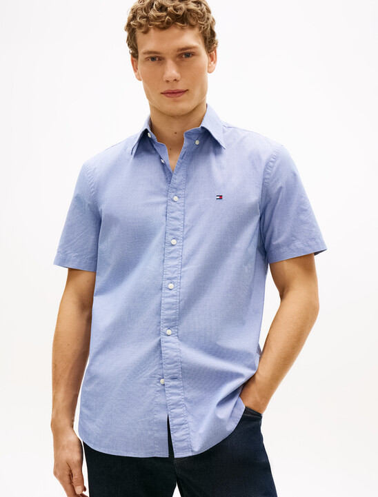 Flex Poplin Houndstooth Short Sleeve Shirt