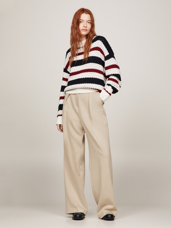 Crest Relaxed Wide Leg Jersey Trousers