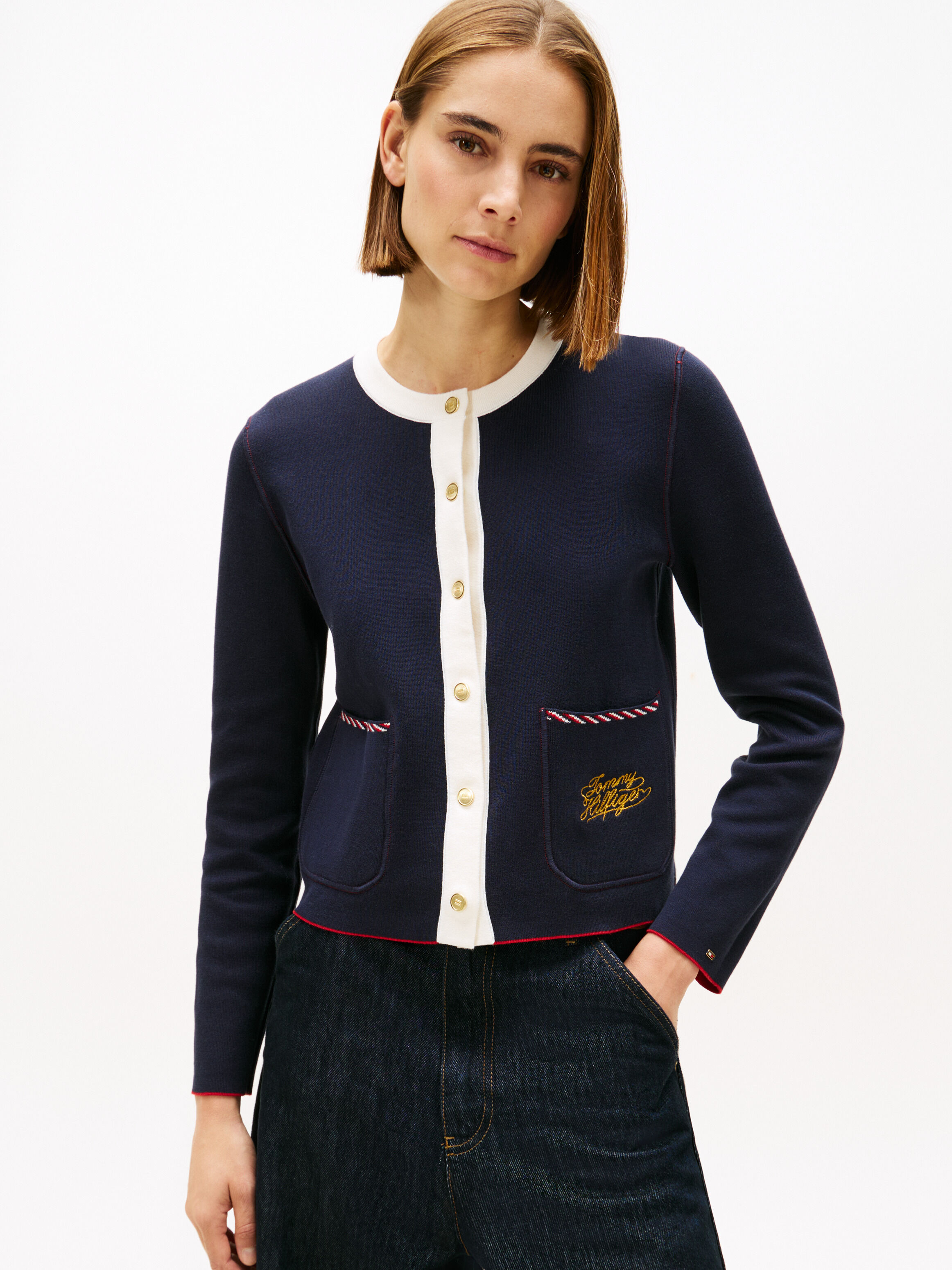 Reversible Crew Neck Cardigan | red | Tommy Hilfiger Singapore