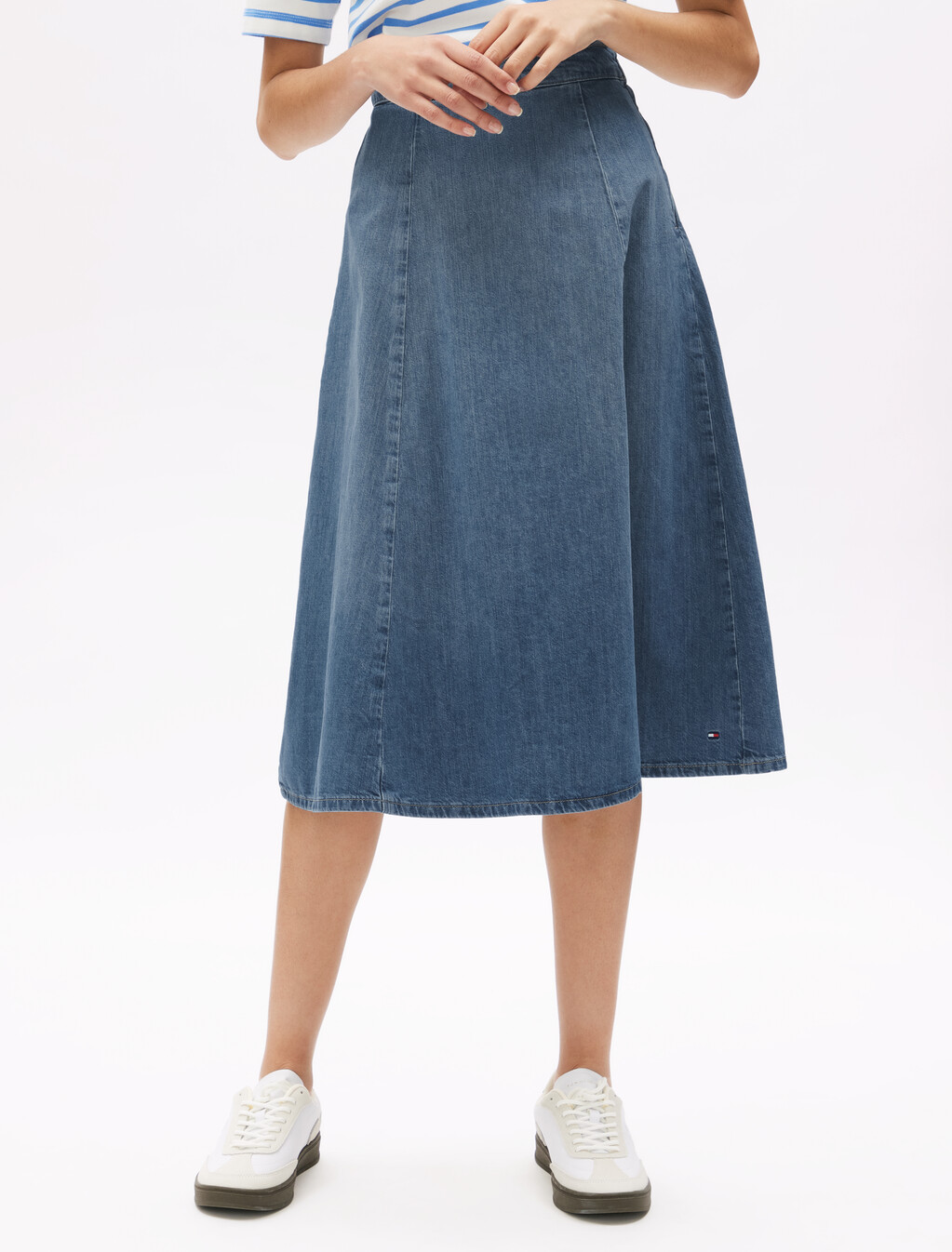 Midi Flare Denim Skirt, Uma, hi-res