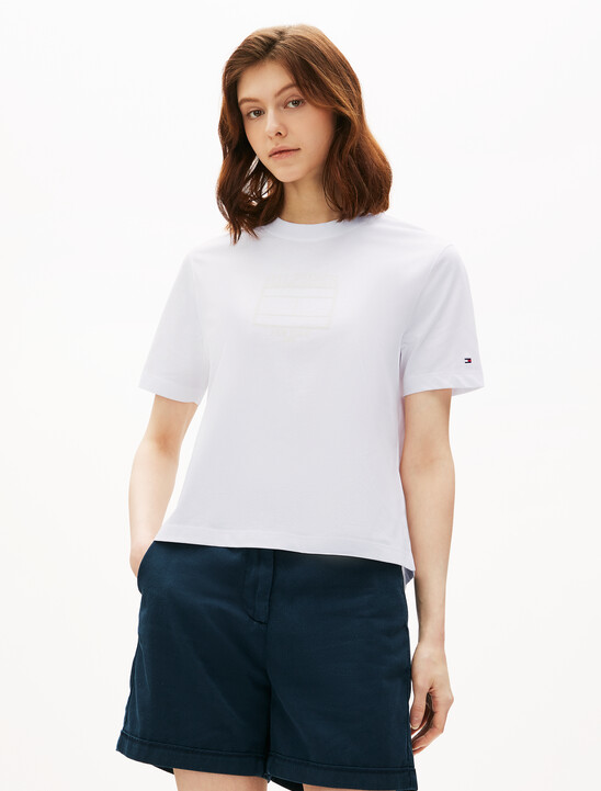 Modern Outline Flag Crewneck T-Shirt