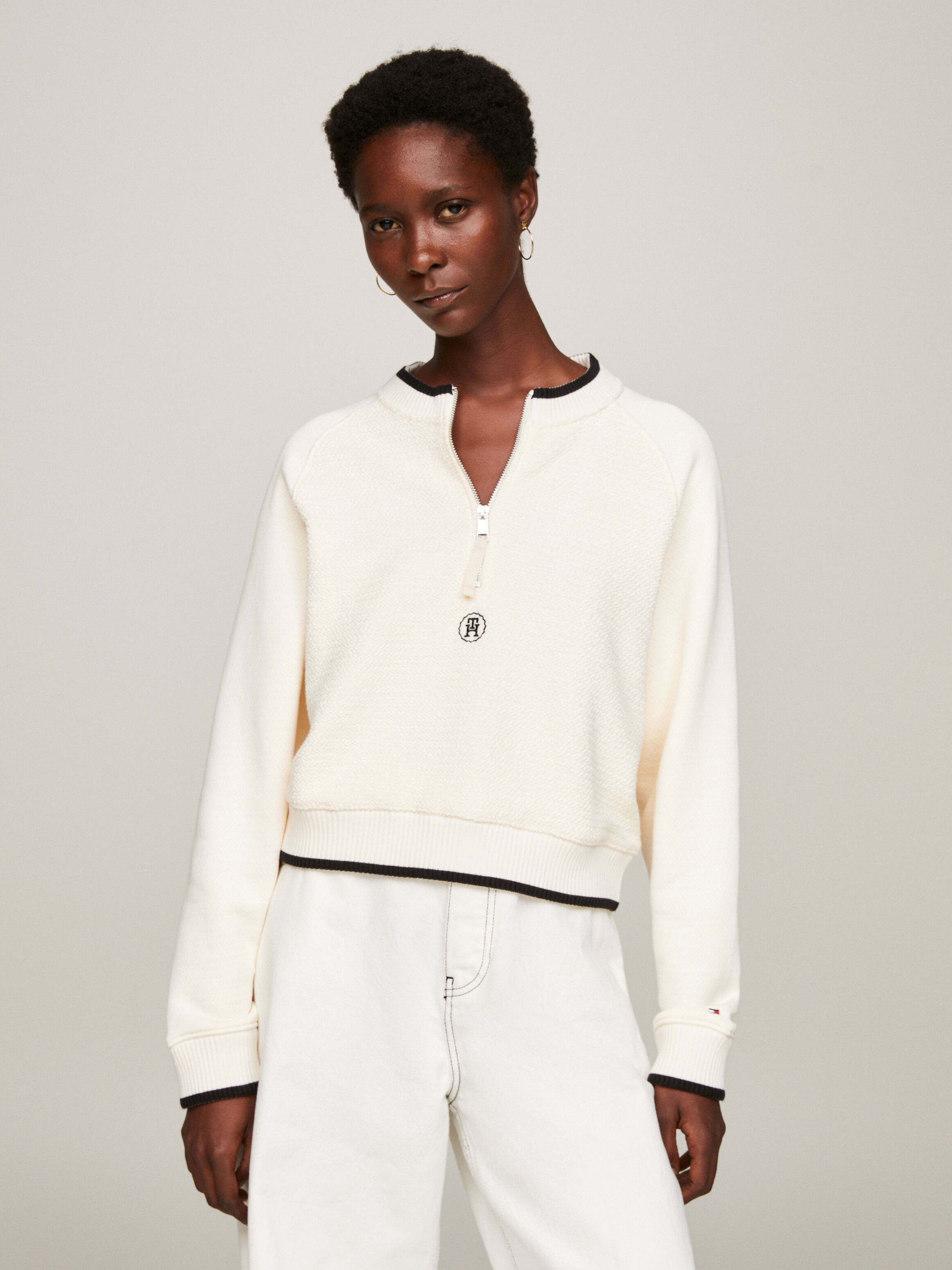 White half zip jumper online