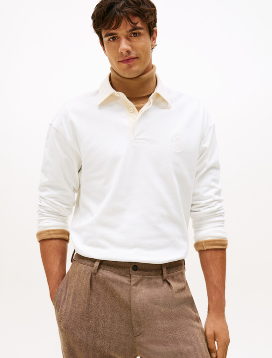 Varsity Contrast Collar Relaxed Rugby Shirt
