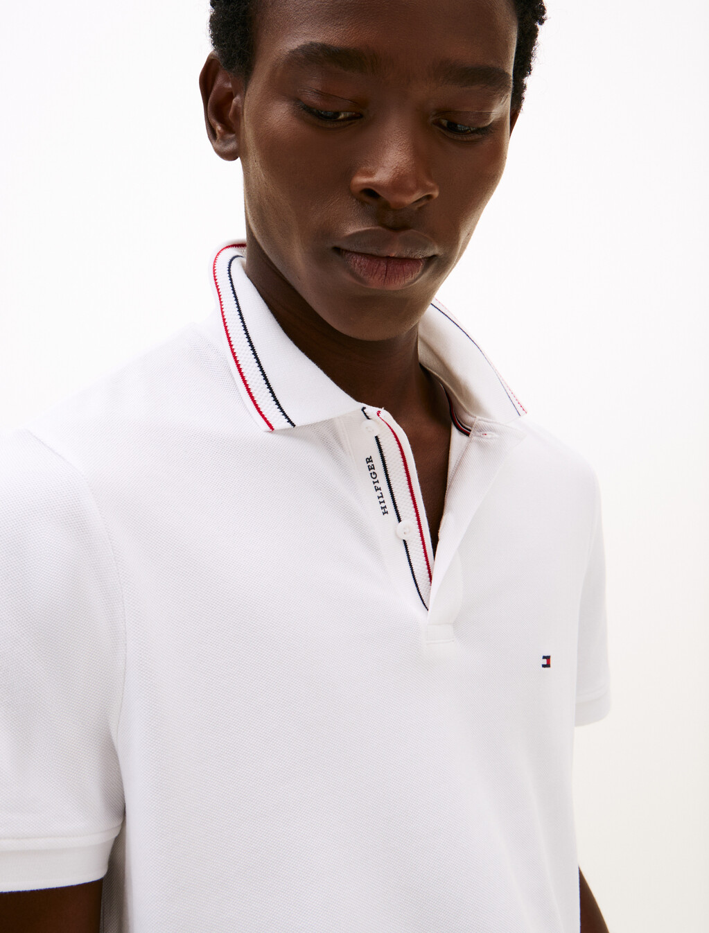Regular Fit Tipped Collar Polo Shirt, White, hi-res