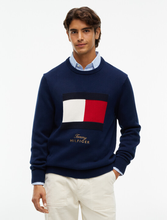 Intarsia Flag Crew Neck Jumper