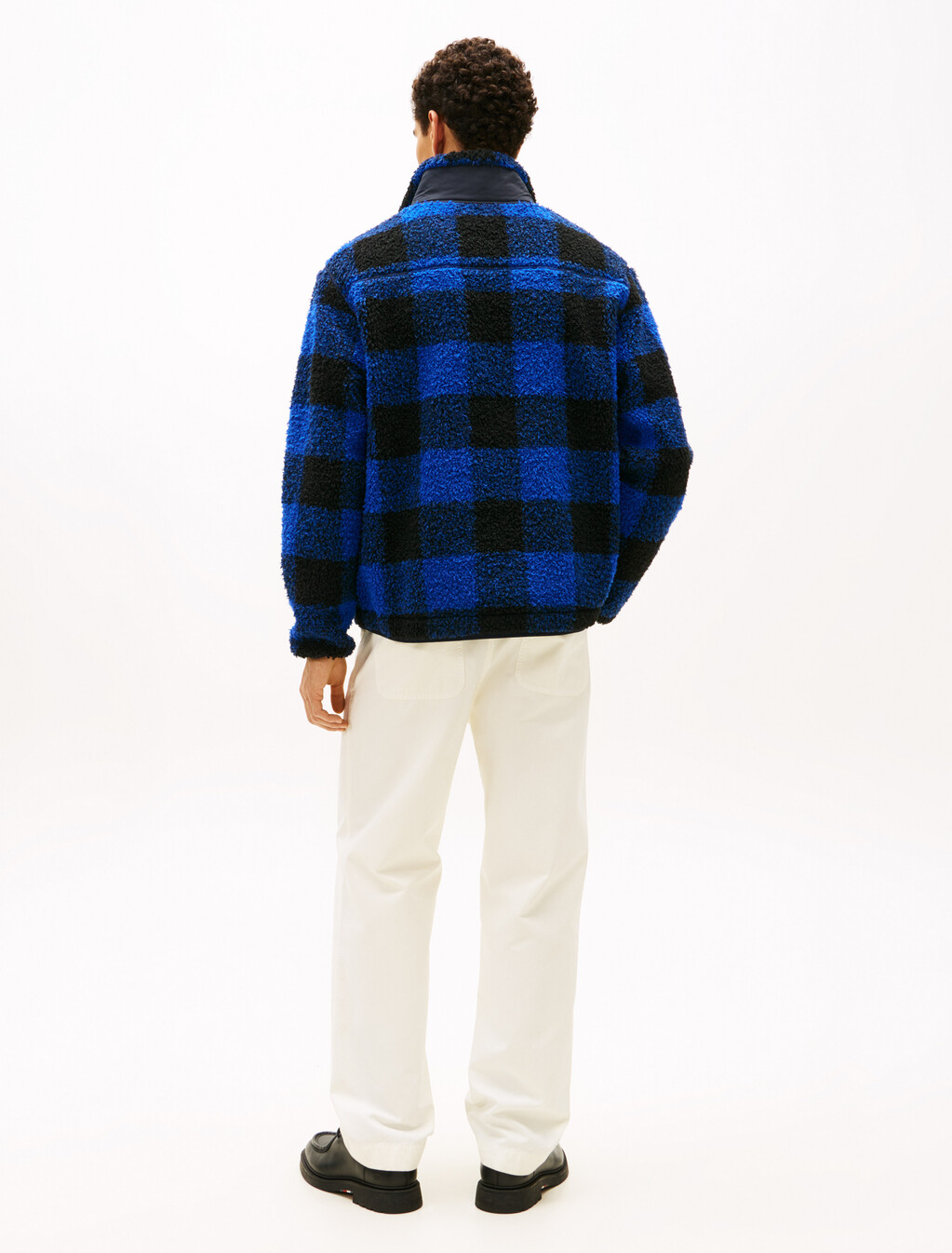 Teddy Check Half-Zip Jumper, Wedge Blue / Black, hi-res