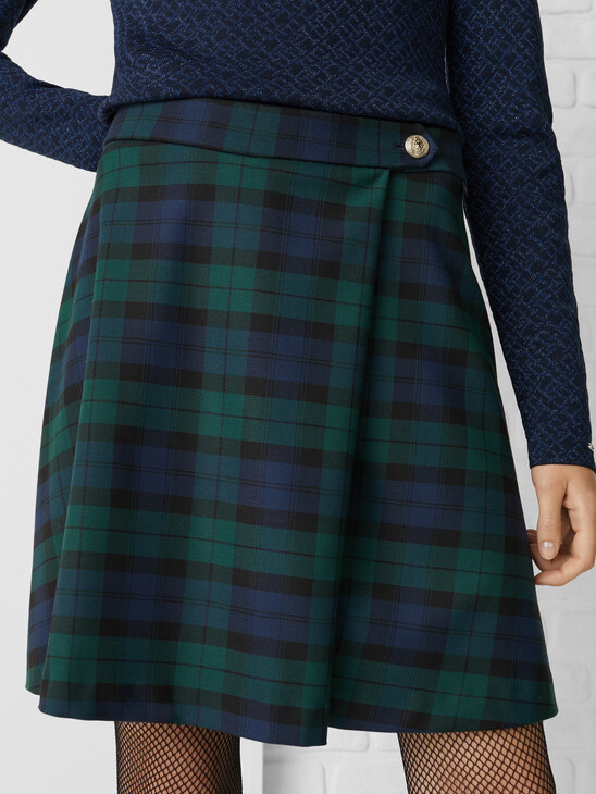 VISCOSE BLACK WATCH TARTAN MINI SKIRT