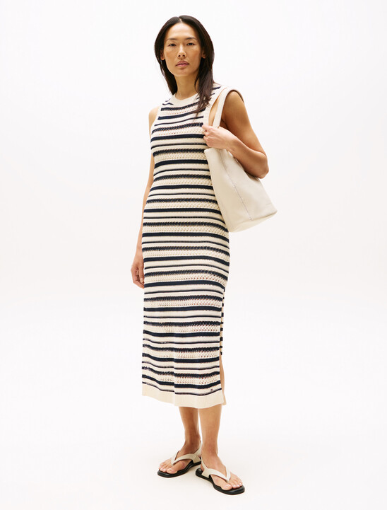 Crochet Crewneck Midi Dress