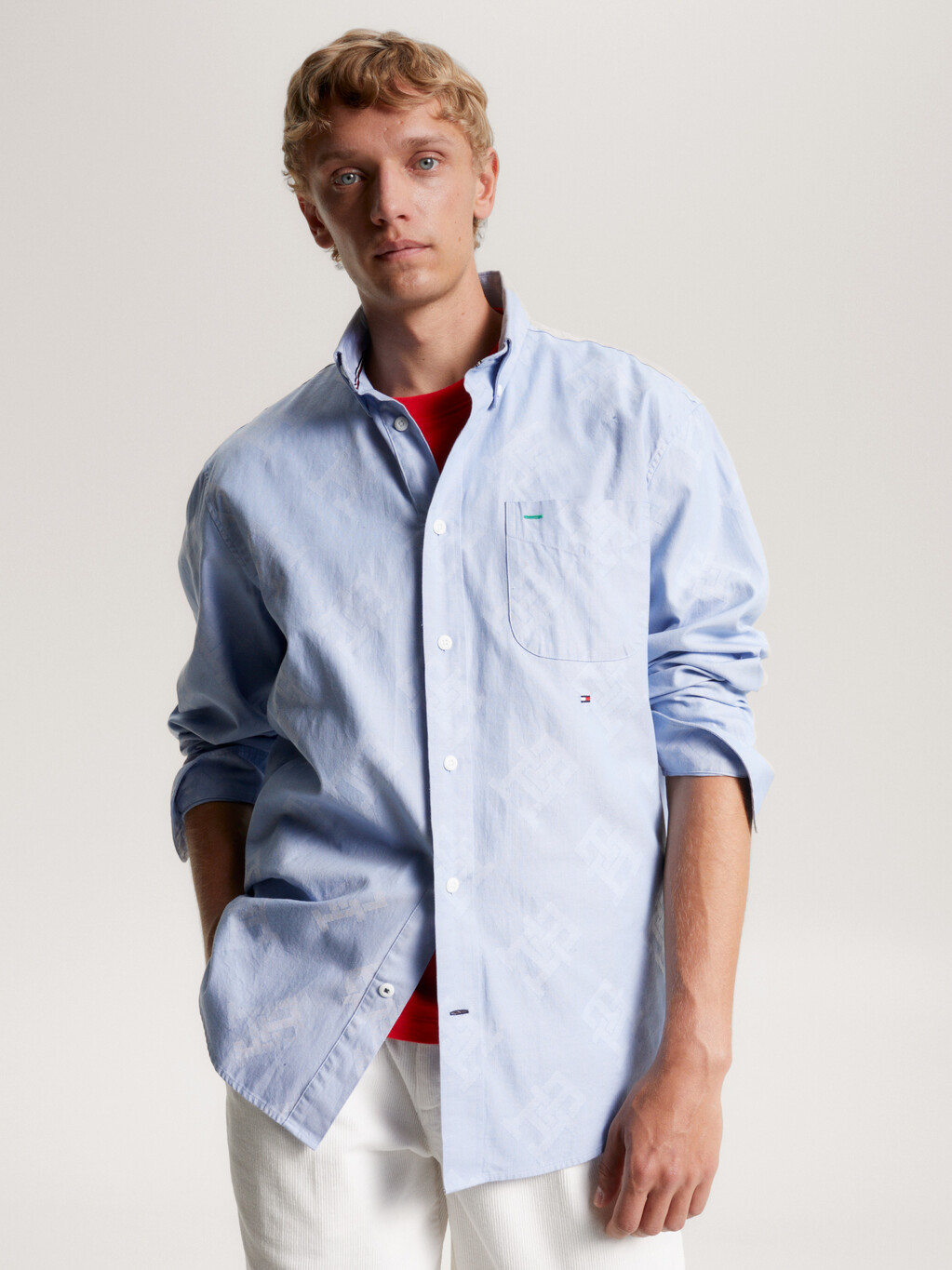 TH Monogram Premium Archive Oxford Shirt, Cloudy Blue, hi-res