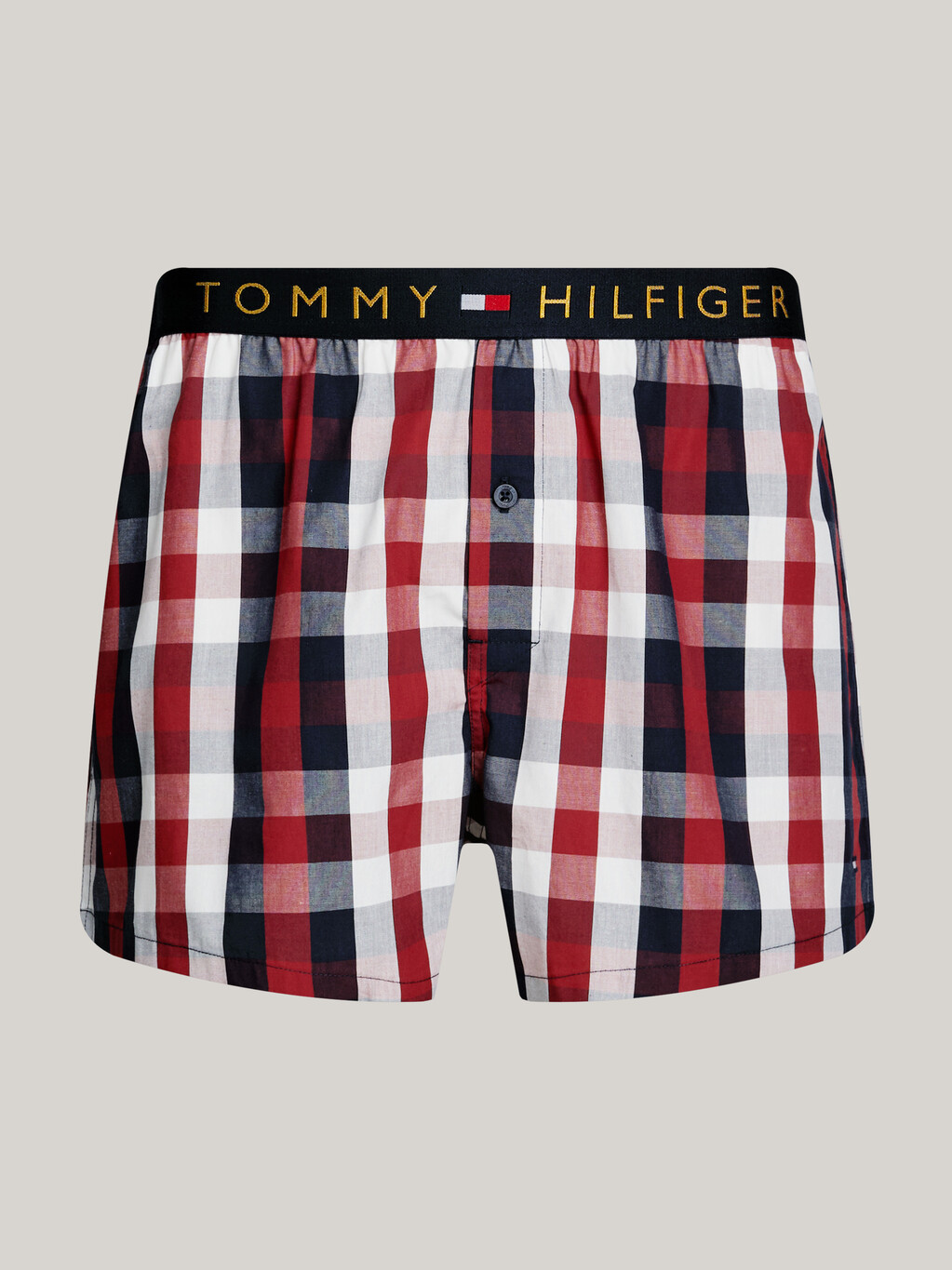 TH Original Metallic Logo Boxer Shorts, Heritage Check Midi Rouge, hi-res