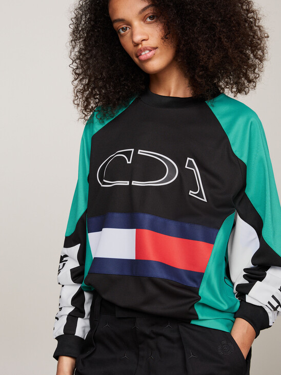 Tommy x Mercedes F1 x CR Colour-Blocked Motorsport Sweatshirt