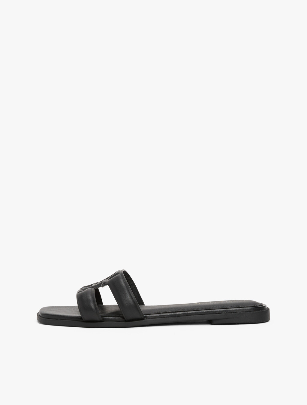 Leather TH Monogram Strap Mules, Black, hi-res