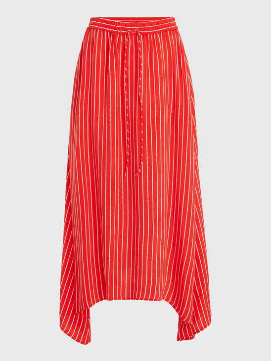 ROPE STRIPE FIT AND FLARE MIDI SKIRT