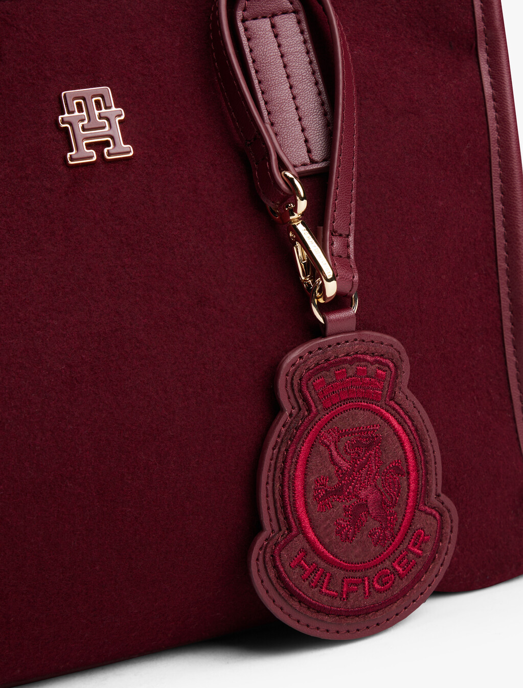 Metallic Logo Charm City Tote Bag, Deep Rouge, hi-res