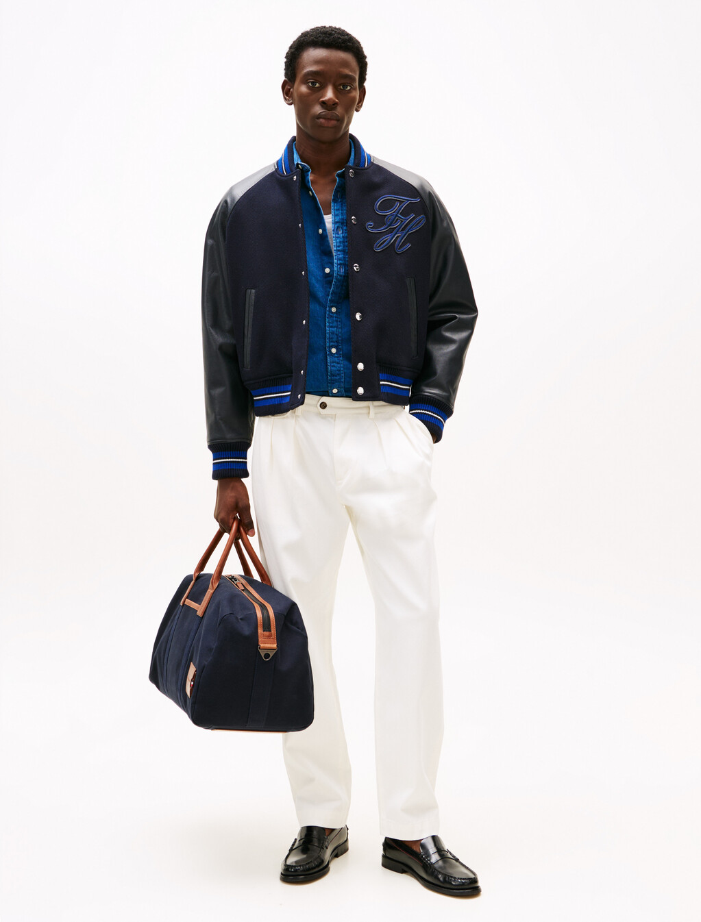 Twill Pleated Tapered Leg Chinos, Ivory Silk, hi-res