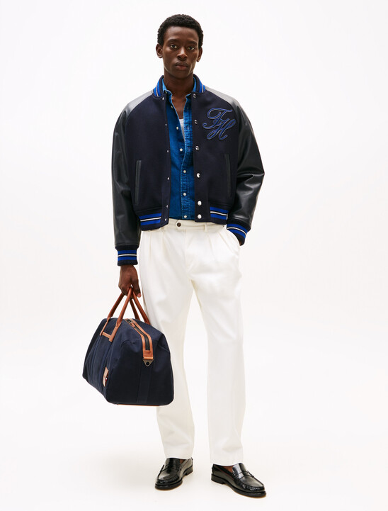 Twill Pleated Tapered Leg Chinos