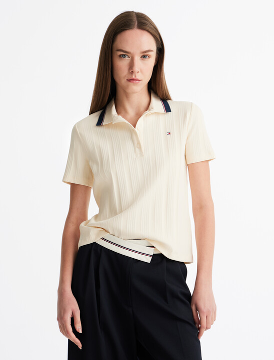 Rib Knit Tipped Polo