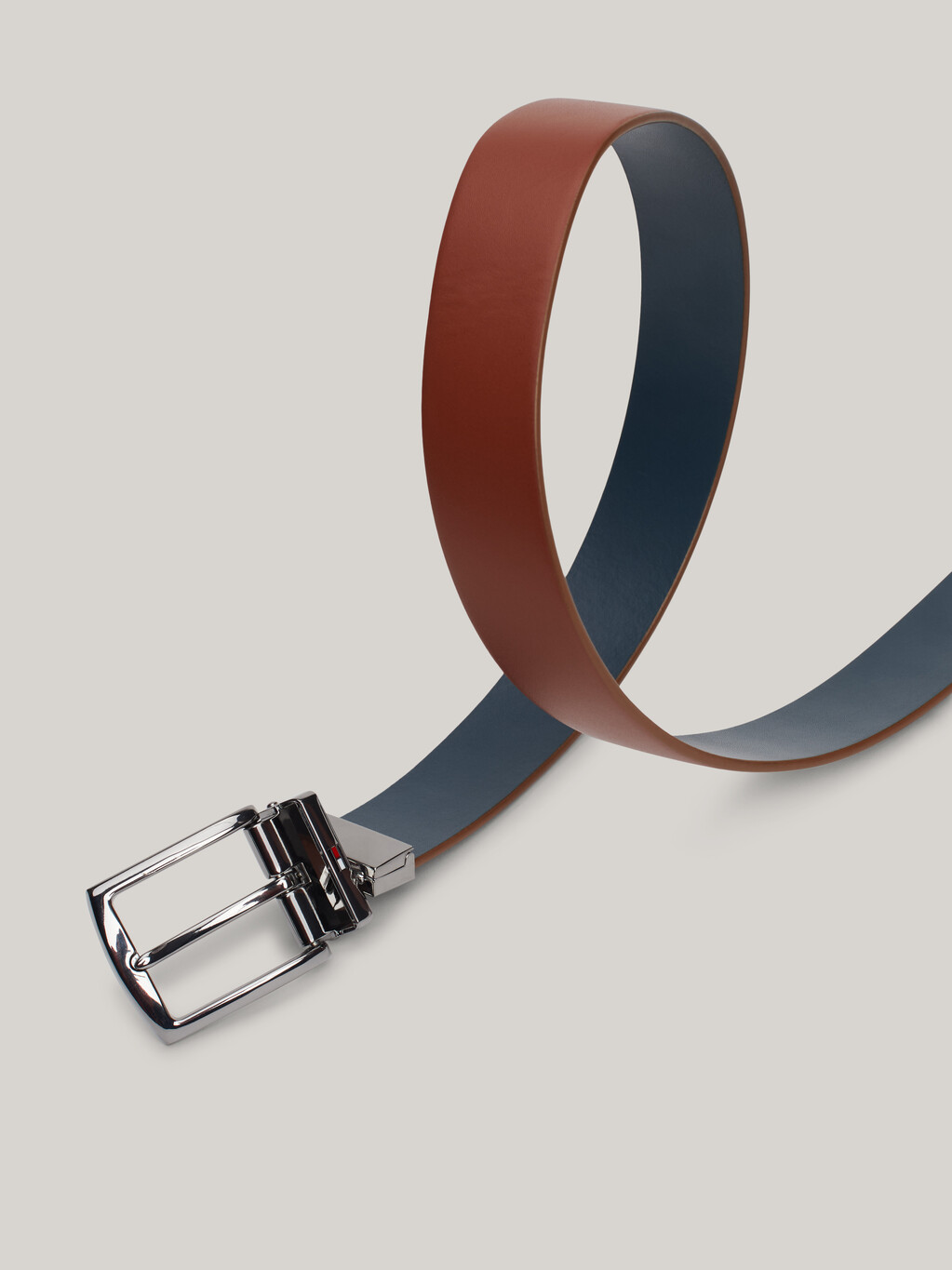 Denton Reversible Square Buckle Leather Belt, Military Denim / Tan, hi-res