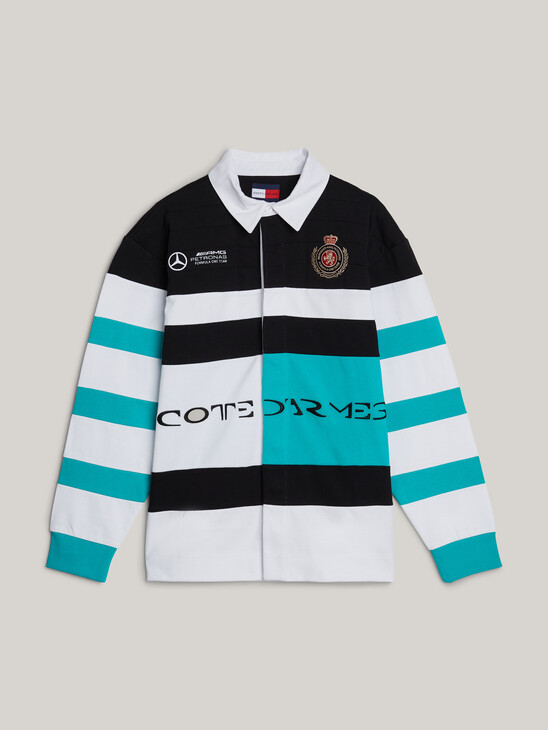 Tommy x Mercedes F1 x CR Colour-Blocked Back Logo Rugby Shirt