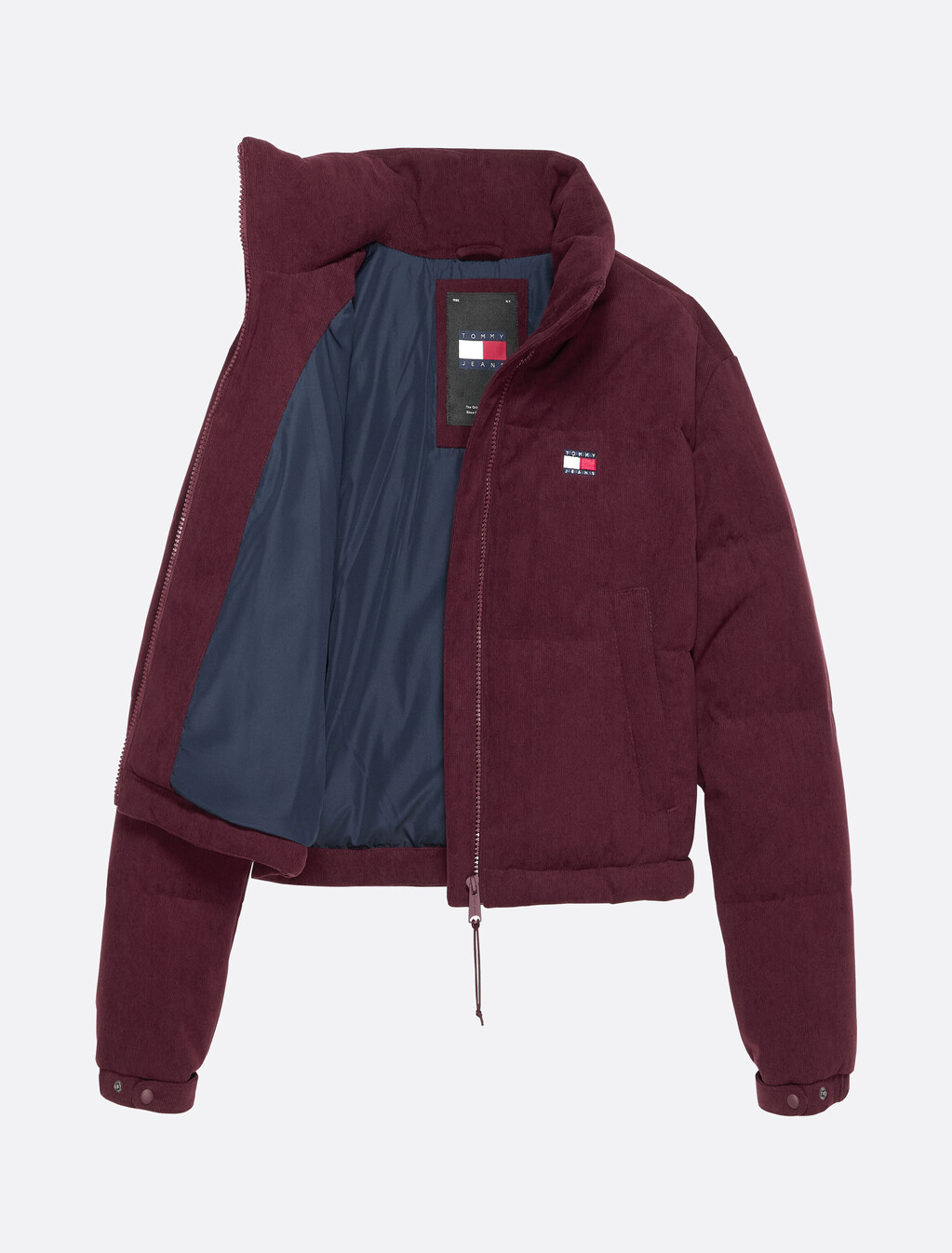 Corduroy Cropped Puffer Jacket, Deep Rouge, hi-res