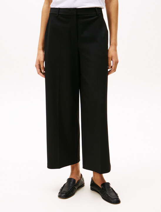 Anti-Wrinkle Wide Leg Cropped Trousers