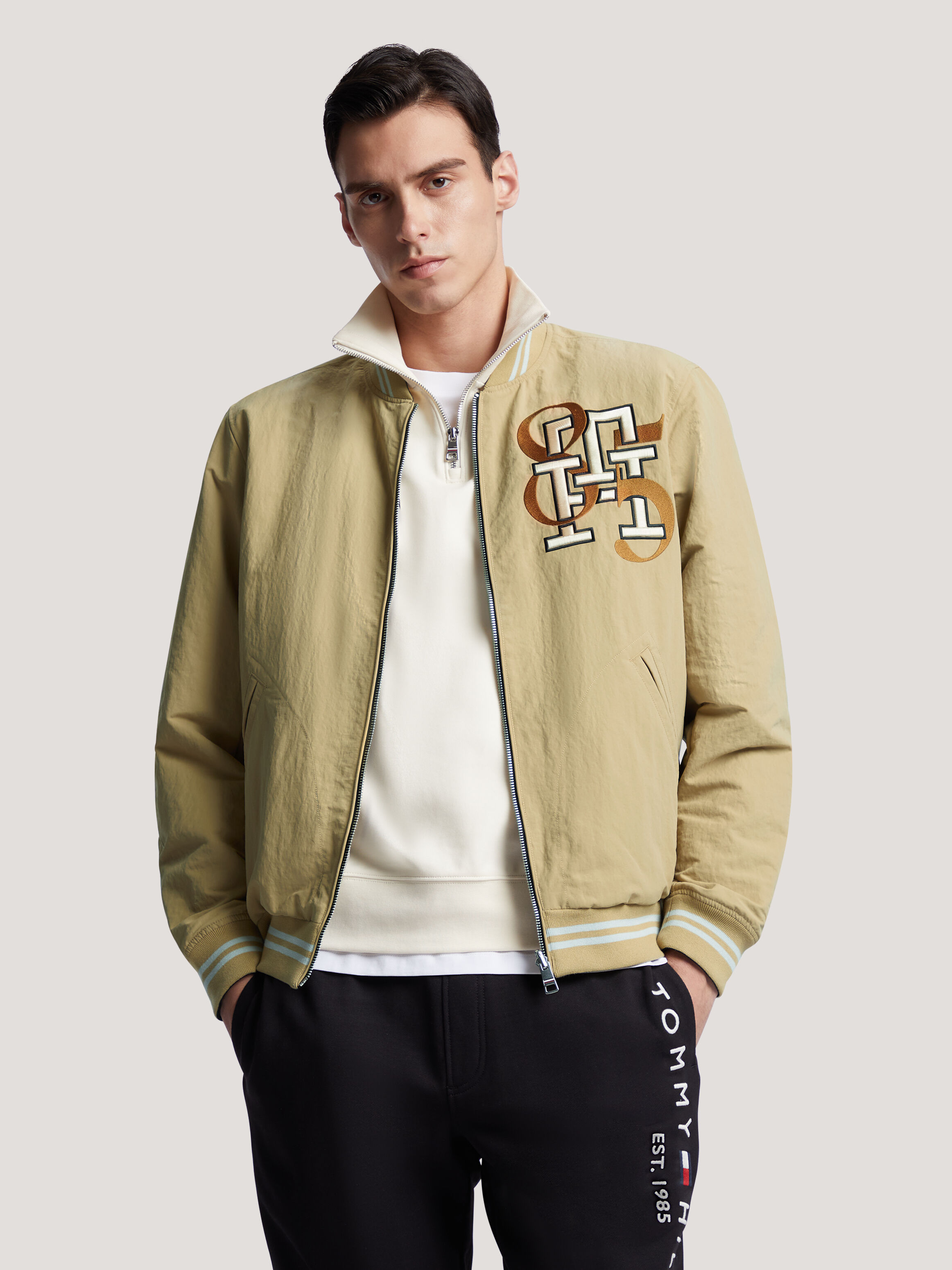 Red tommy cheap hilfiger bomber jacket