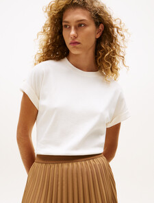 Roll Tab Sleeve T-Shirt, Ivory Silk, hi-res