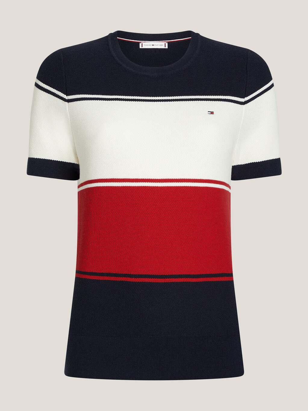 Rugby Stripe Short Sleeve Sweater, Global Stp/ Color Blocked, hi-res