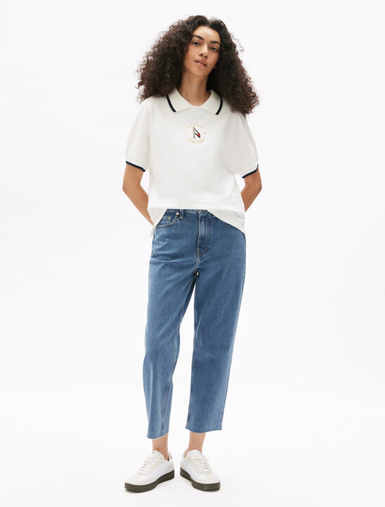 Motion Flag Embroidery Crewneck Polo