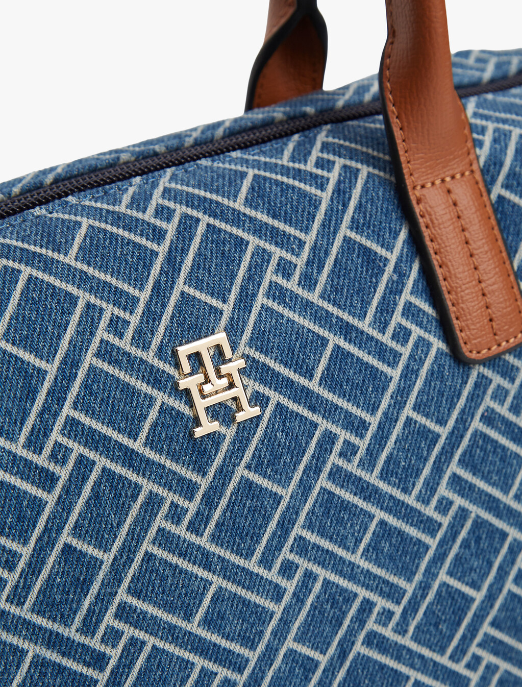 Flag Denim Crossbody Tote Bag, Blue Denim, hi-res