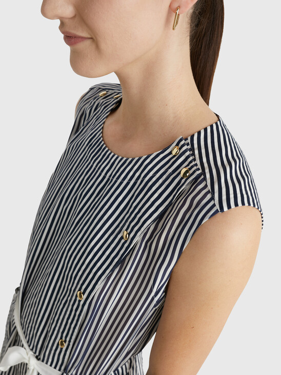 SILK CHIFFON STRIPE MINI DRESS