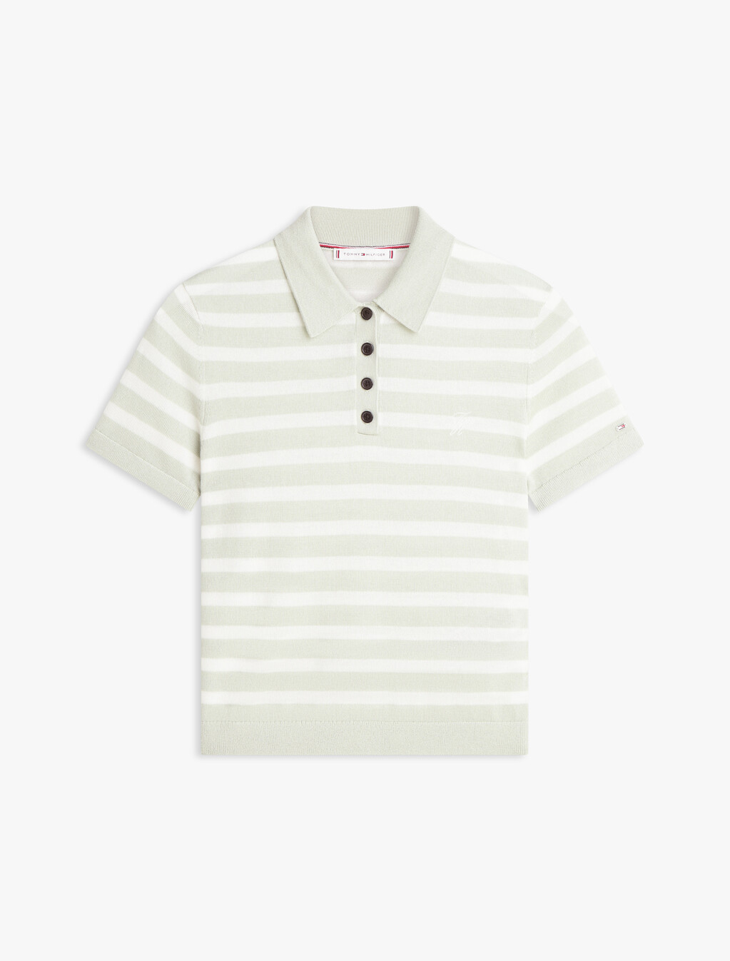 Short Sleeve Polo Jumper With Silk, Gentle Jade/Ivory Petal Stp, hi-res
