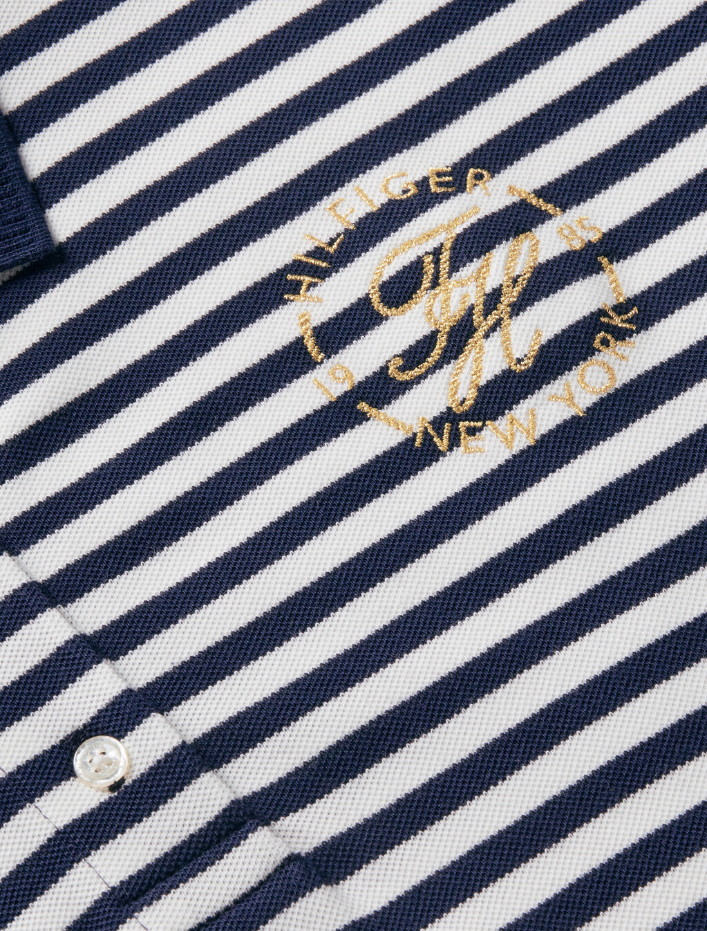 Metallic Logo Pique Mini Polo Dress, Breton Stripe Dark Night Navy/Ecru, hi-res