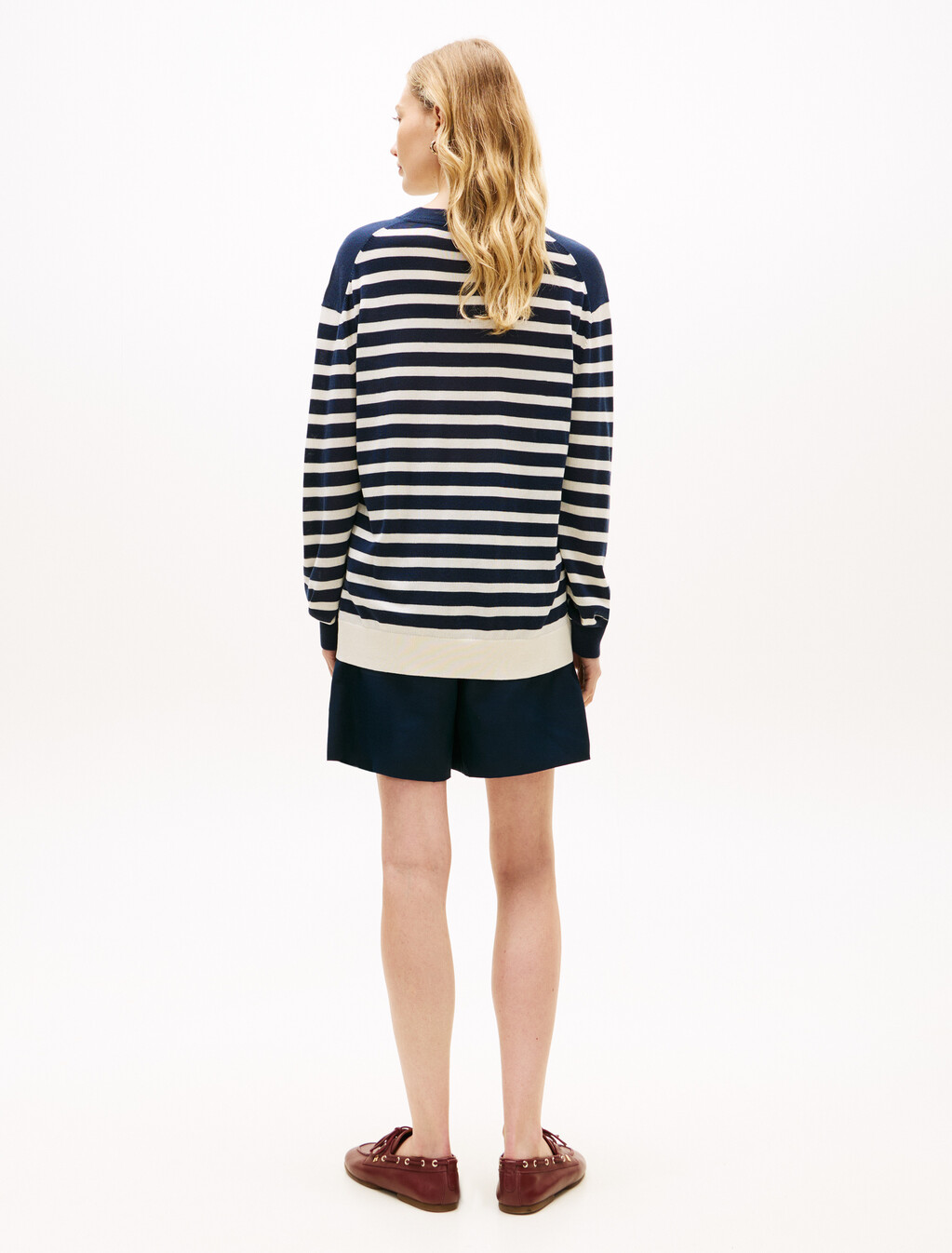 Relaxed Crew Neck Jumper With Silk, Big Brt Stp Dark Night / Calico, hi-res