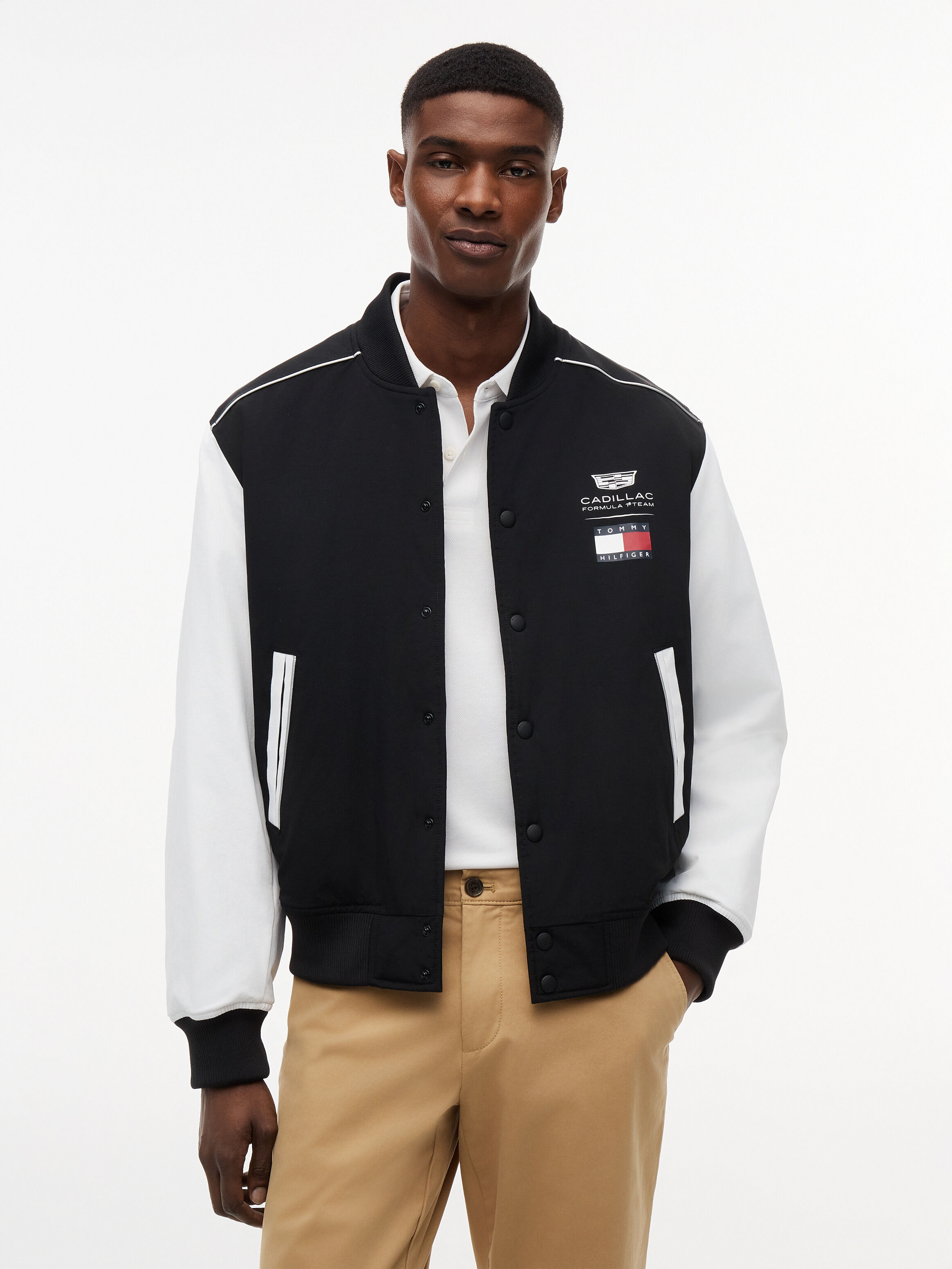 TH x Cadillac Formula 1® Team Back Logo Varsity Jacket | black